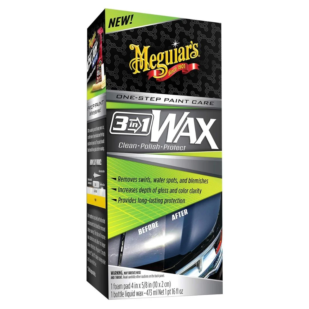 Meguiar's 3-in-1 Wax (16 oz & Foam Applicator Pad) G191016 – All-in-One Polish, Wax & Sealant 1