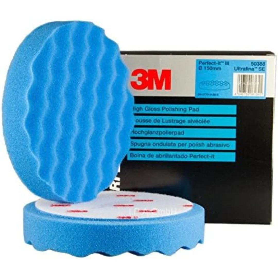 3M Perfect-It III Blue Foam Compounding Pad - 150mm (2pcsBox) PN 50388 - Ultra-Fine Finishing Pad for Showroom Shine