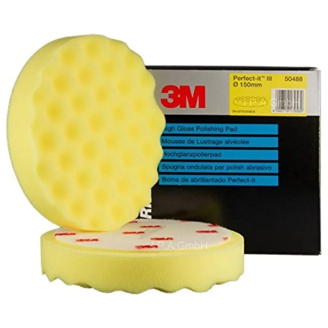 3M Perfect-It III Yellow Foam Compounding Pad – 150mm (2pcsBox) PN 50488 Medium-Cut Polishing Pad for Ultimate Gloss