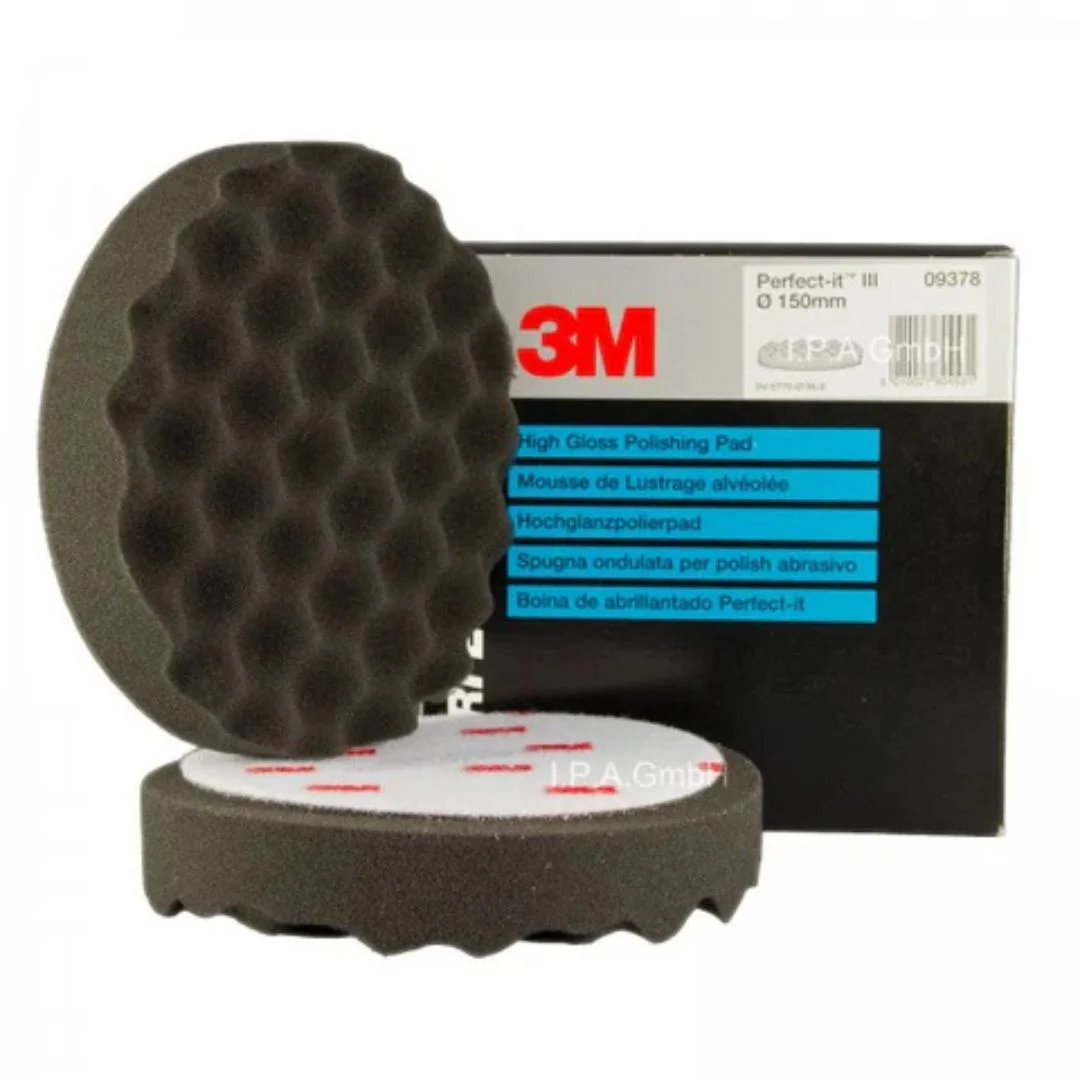 3M Perfect-It™ High Gloss Polishing Pad - Black Convoluted 150mm (PN 09378) Ultimate Finishing Pad for Mirror-Like Shine
