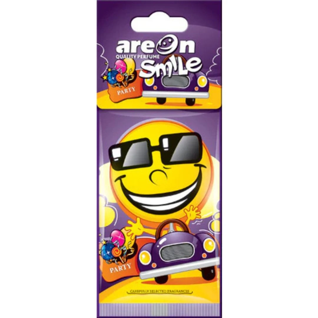 AREON SMILE DRY Party (Pack of 3) Vibrant & Festive Car Air Fresheners