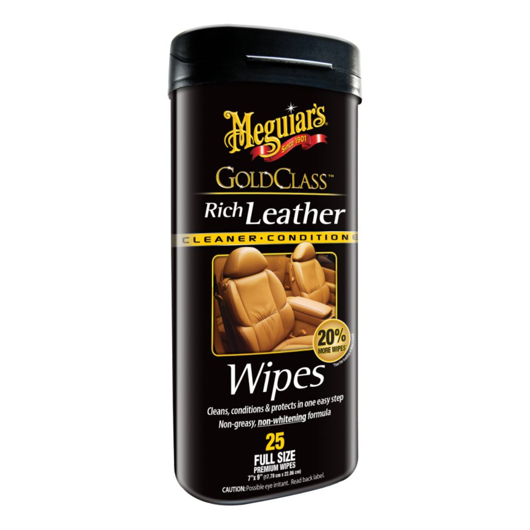Meguiar’s Gold Class Rich Leather Wipes (30 Pc Can) G10900 – On-The-Go Leather Care & Protection