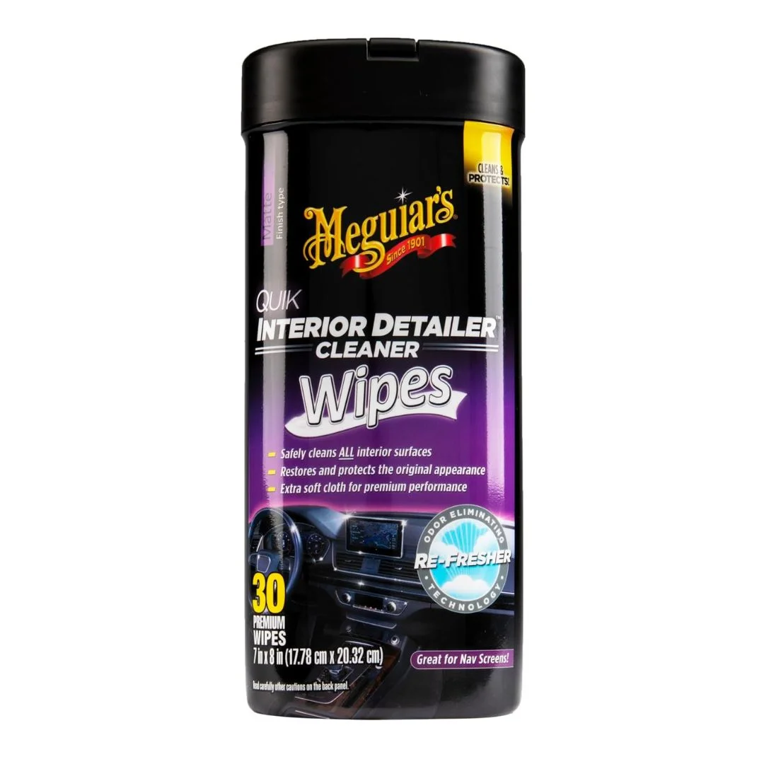 Meguiar’s Quik Interior Detailer Wipes (30 Pc Can) G13600 On-The-Go Cleaning & UV Protection