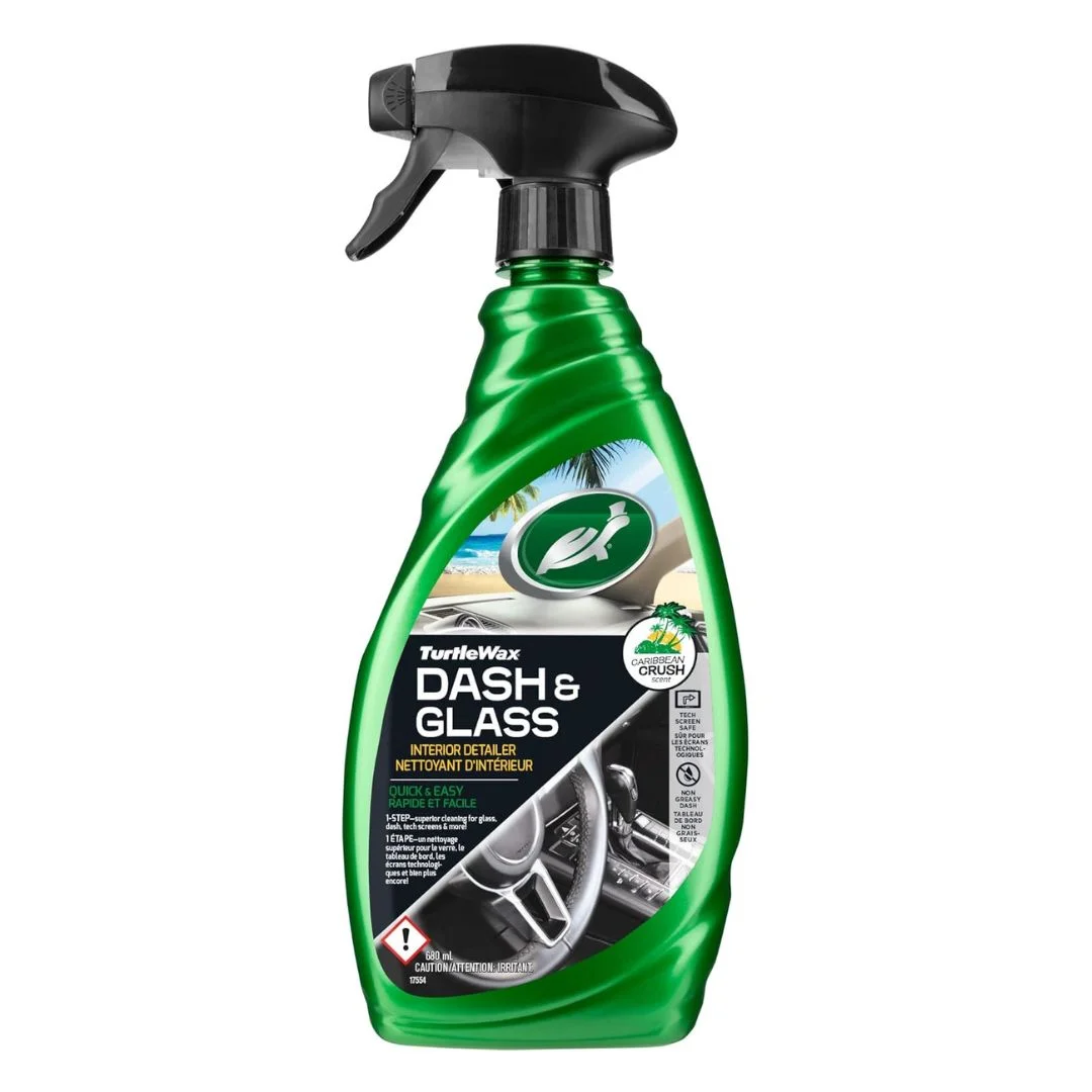 Turtle Wax Dash & Glass Interior Detailer – 680ml Streak-Free Multi-Surface Cleaner with UV Protection